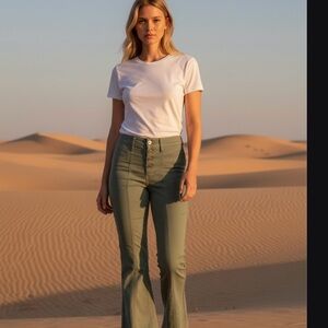 Mint Green High Rise Flare Pants